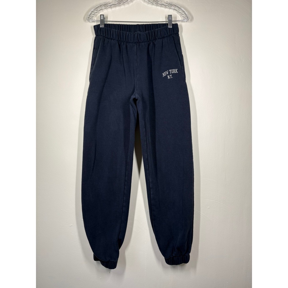 John Galt Womens Sweatpants OS Navy New York Embroidered Joggers Streetwear